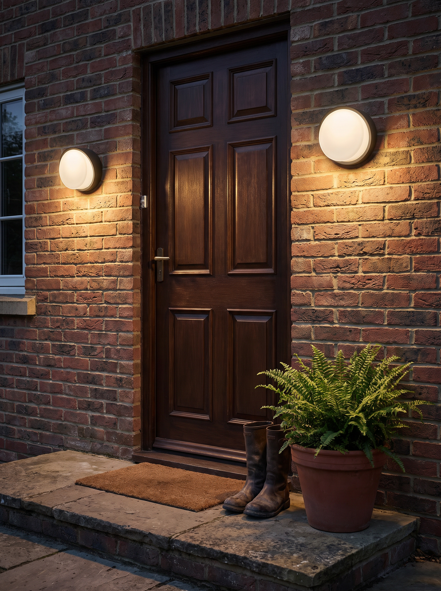Thorne Round Glass Wall Sconce, Sand Black IP65 Waterproof LED Outdoor