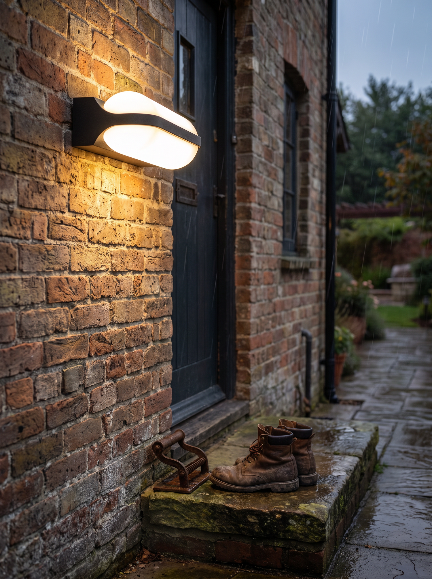 Ellery Ring Wall Sconce, Retro Black IP65 Waterproof LED Up Down Outdo