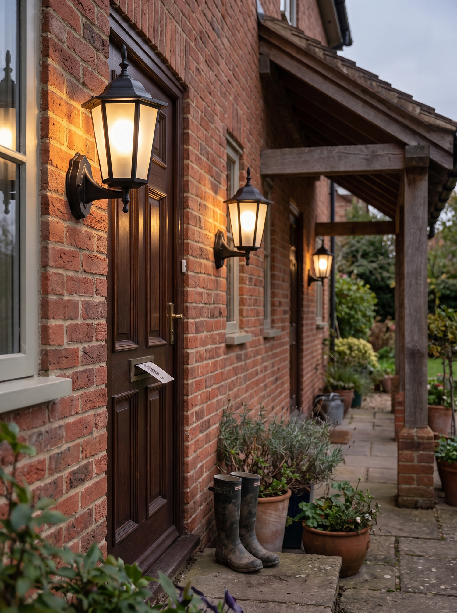 Ellerby Frosted Glass Wall Lantern, Black Bronze IP65 Waterproof Outdo
