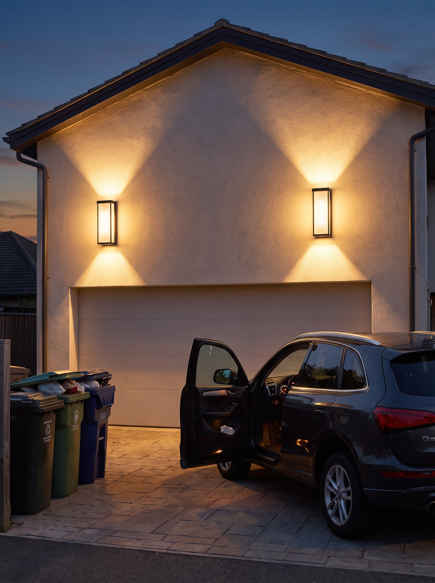 Halstead LED Up Down Wall Light, Black IP65 Waterproof LED Outdoor Fac