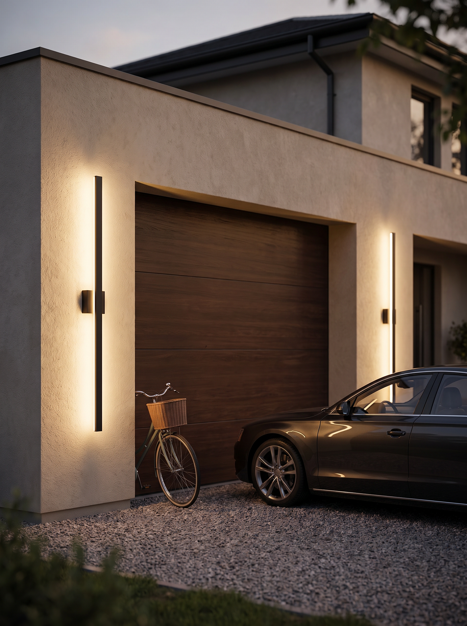 Langley Long Bar Wall Light, Slim Black IP65 Waterproof LED Outdoor Sc